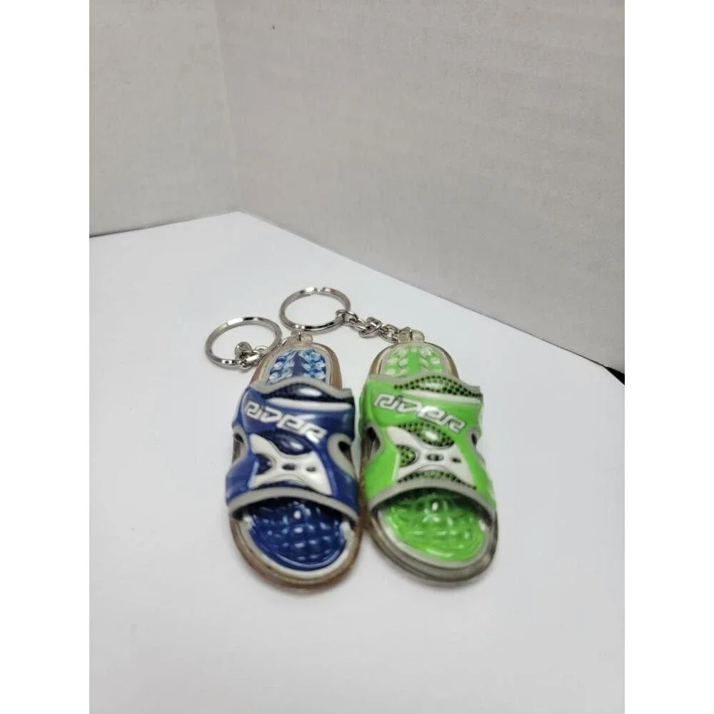 Rider Sandals Keychains Lot of 2 Blue and Green Slide Sandal Keyrings